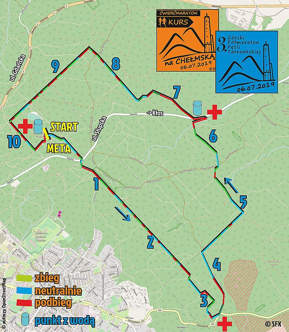 Przebieg trasy - Kurs na Chełmską 2019 i 3. Górski Półmaraton Pętli Tatrzańskiej (GPPT)